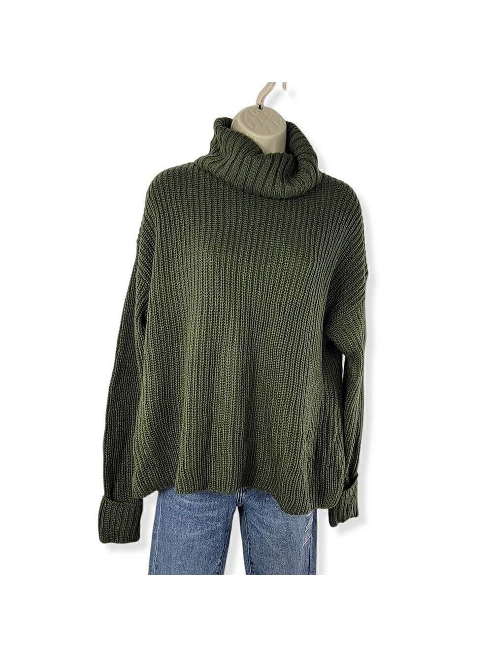 American Rag Green Turtle Neck with lace detail on back M